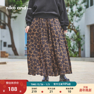 潮流小众宽松印花裙子593671 ...半身裙女2025秋冬新款 niko and