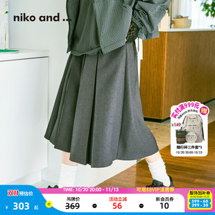 niko and ...休闲裤女2026秋季新款高腰垂感七分阔摆裙裤820615