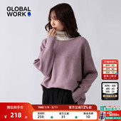 宽松慵懒蝙蝠袖 GLOBAL 圆领毛衣595406 女2025冬季 新款 WORK 针织衫