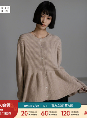 LOWRYS FARM毛衣女2025冬季纯色长袖简约花边下摆针织衫603781