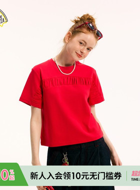 SEE YOU at PIZZA T恤女2025夏季新款日系休闲短袖上衣499059