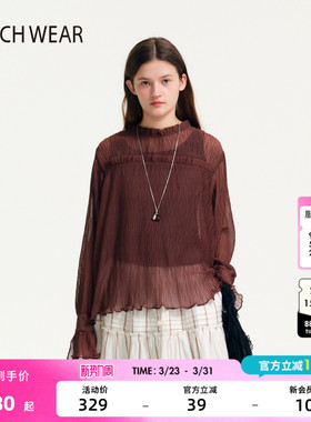 BUCH WEAR衬衫女2026春季新款花边温柔叠穿纱感褶皱上衣645999