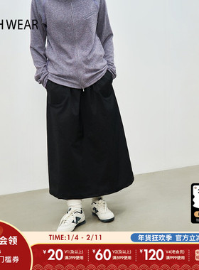 BUCH WEAR半身裙女冬季新款纯色抽绳休闲日系充棉半裙323062