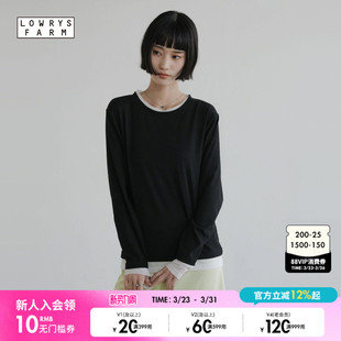 温柔风假两件长袖 LOWRYS 新款 T恤女2026春季 上衣661428 FARM