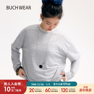 纯色休闲基础长袖 BUCH 新款 女2025秋季 T恤真两件594868 WEAR套装