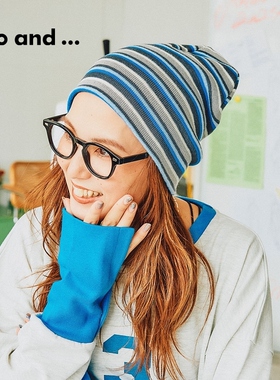 niko and ...帽子女冬季新款无檐流行日系条纹套头帽145100