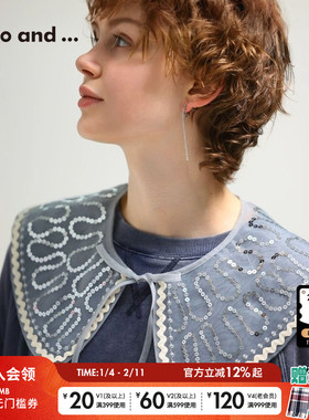 niko and ...假领女2025年夏季新款什锦刺绣亮片装饰衣领321654