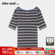 淑女短袖 niko 276542 新款 圆领彩色条纹修身 and ...T恤女夏季