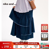 niko 设计感棉质荷叶边牛仔半裙576396 新款 and ...裙子女2026春季