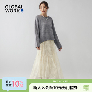 温柔长袖 GLOBAL 毛衣外套半裙两件套580927 新款 女26春季 WORK 套装