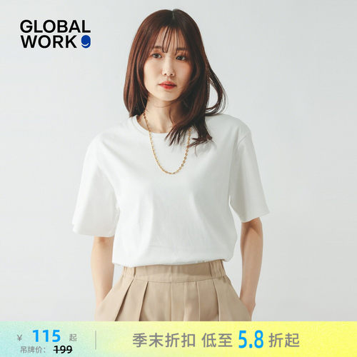 GLOBAL WORK T恤女2026夏季新款多色圆领棉质短袖上衣636788