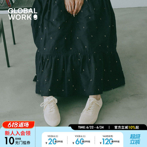 GLOBAL WORK 休闲鞋女2026新款纯色网面舒适系带平底鞋650688