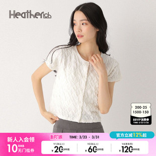 简约圆领短袖 新款 单排扣上衣493988 T恤女2025年夏季 Heatherich