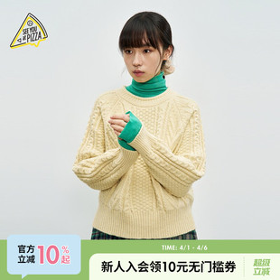 新款 SEE 纯色绞花日系毛衣323032 女冬季 PIZZA毛针织衫 YOU