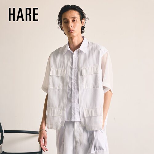 HARE衬衫男2026夏季新款日系机能轻薄多口袋拼接休闲上衣1047030
