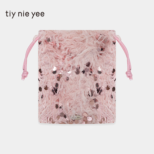 创意便携抽绳银丝可爱零钱包137539 tiy nie yee小包新款 时尚