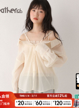 Heatherich衬衫女2025夏季新款休闲无袖吊带衬衣两件套578281