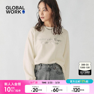 宽松字母流行长袖 GLOBAL 新款 T恤女2026春季 上衣286082 WORK