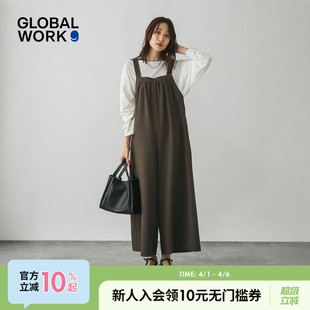新款 GLOBAL WORK 连体衣女2026夏季 587823 休闲直筒宽松吊带连衣裤