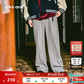 宽松纯色日系宽松长裤 niko 592109 子男2025冬季 新款 and ...裤