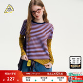 YOU 新款 SEE PIZZA T恤女2026春季 假两件拼接长袖 上衣642233