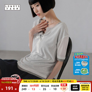 LOWRYS FARM T恤女2026夏季新款假两件撞色亨利领短袖上衣638392