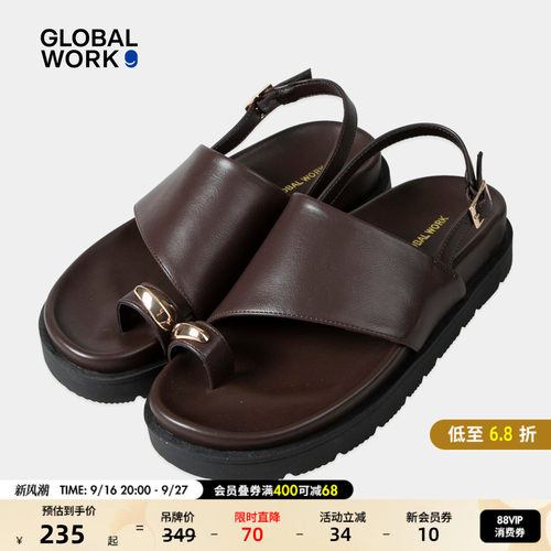 GLOBAL WORK 凉鞋女2026新款时髦交叉绑带分趾平底凉鞋663727