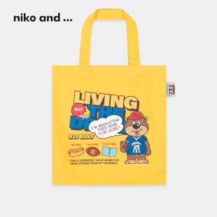 niko and ...BILLY合作系列2026新款日系小熊印花提包637794