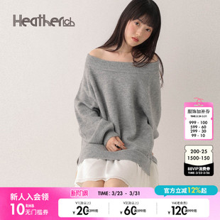 603964 斜肩一字肩气质温柔针织衫 Heatherich毛衣女2026春季 新款