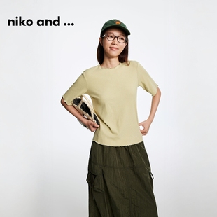 简约休闲宽松纯色花边短袖 niko 新款 and 977417 ...T恤女夏季