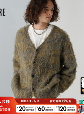 HARE针织衫男2025春季时尚休闲宽松绒毛日系长袖开衫外套151804