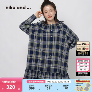 女2025秋冬新款 niko 衬衫 ... 格纹娃娃领休闲上衣491904 and