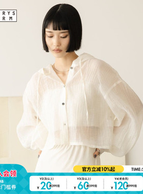 LOWRYS FARM衬衫女2026夏季新款轻薄短款含莱赛尔连帽罩衫663709