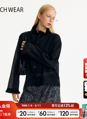 BUCH WEAR衬衫女2026春季新款中古木耳边高级优雅薄上衣613783