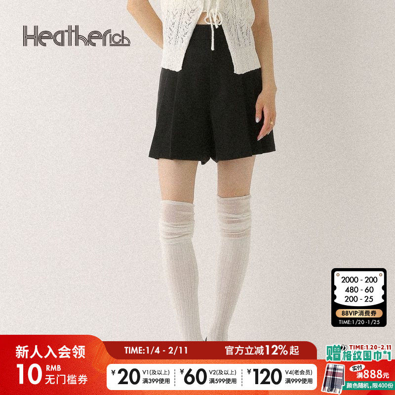 Heatherich休闲裤女2025夏季新款可调节压褶阔腿短裤491940,女装/女士精品,休闲裤,淘宝优惠券,粉丝福利购,淘宝优惠卷