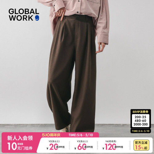GLOBAL WORK 休闲裤女2026春季新款通勤松弛垂感阔腿裤636475