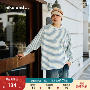 休闲宽松棉质长袖 niko 新款 ...T恤男2025秋季 上衣574327 and