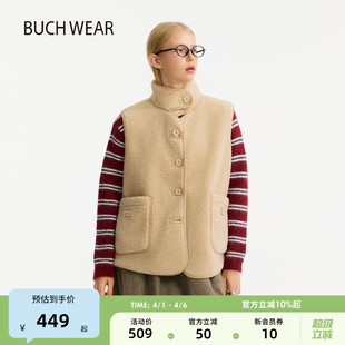 BUCH 新款 巴恩风仿羊羔绒无袖 外套602743 WEAR马甲女2025冬季