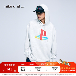 niko and ...PlayStation合作系列26春季男女同款连帽卫衣602515