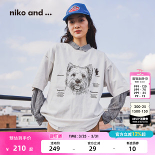 ...T恤女26夏新款 and niko 小狗印花上衣654280 博主同款