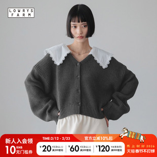 LOWRYS FARM针织衫女2026春季新款棉质翻领长袖毛衣646619