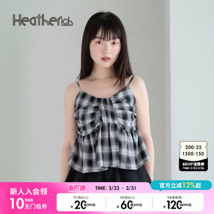 吊带衬衣581150 夏日格纹V领无袖 Heatherich吊带女2026春季 新款