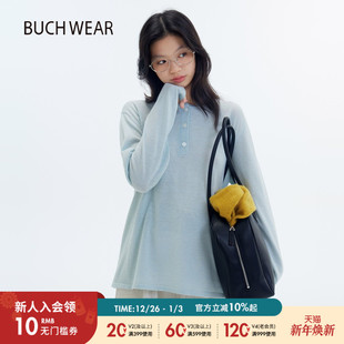 简约纯色三粒扣长袖 女2025秋冬新款 上衣594856 WEAR针织衫 BUCH