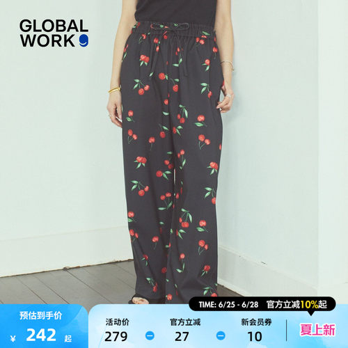 GLOBAL WORK 休闲裤女2026夏季新款印花宽松舒适遛弯裤655984