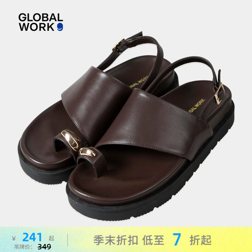 GLOBAL WORK 凉鞋女2026新款时髦交叉绑带分趾平底凉鞋663727
