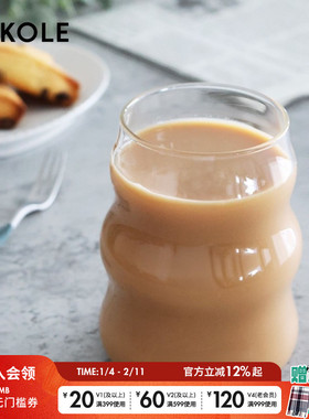 LAKOLE杯子2025新款创意家用精致透明手工玻璃杯324526