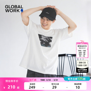 WORK 印花短袖 T恤男2026夏季 小众个性 上衣636407 新款 GLOBAL