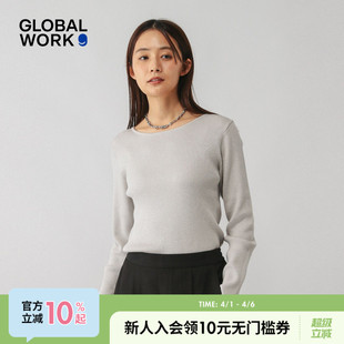 长袖 GLOBAL 打底上衣499704 新多色修身 女2026春季 WORK 针织衫
