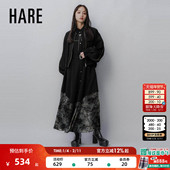 水墨印花简约新中式 HARE连衣裙女2026春季 新款 翻领长裙589161