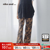 日系刺绣宽松直筒裤 niko 290659 女2025年夏季 新款 and …休闲裤